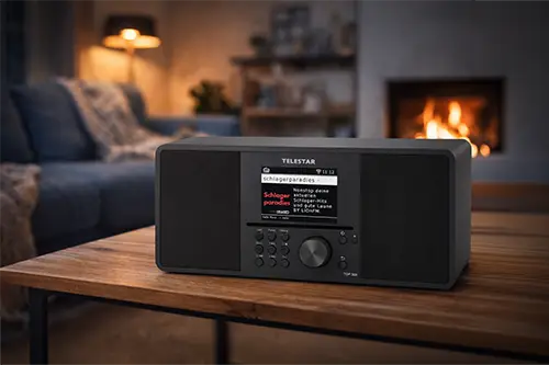 Multifunktionsradio von TELESTAR mit DAB+, Internetradio und Bluetooth im Wohnzimmer